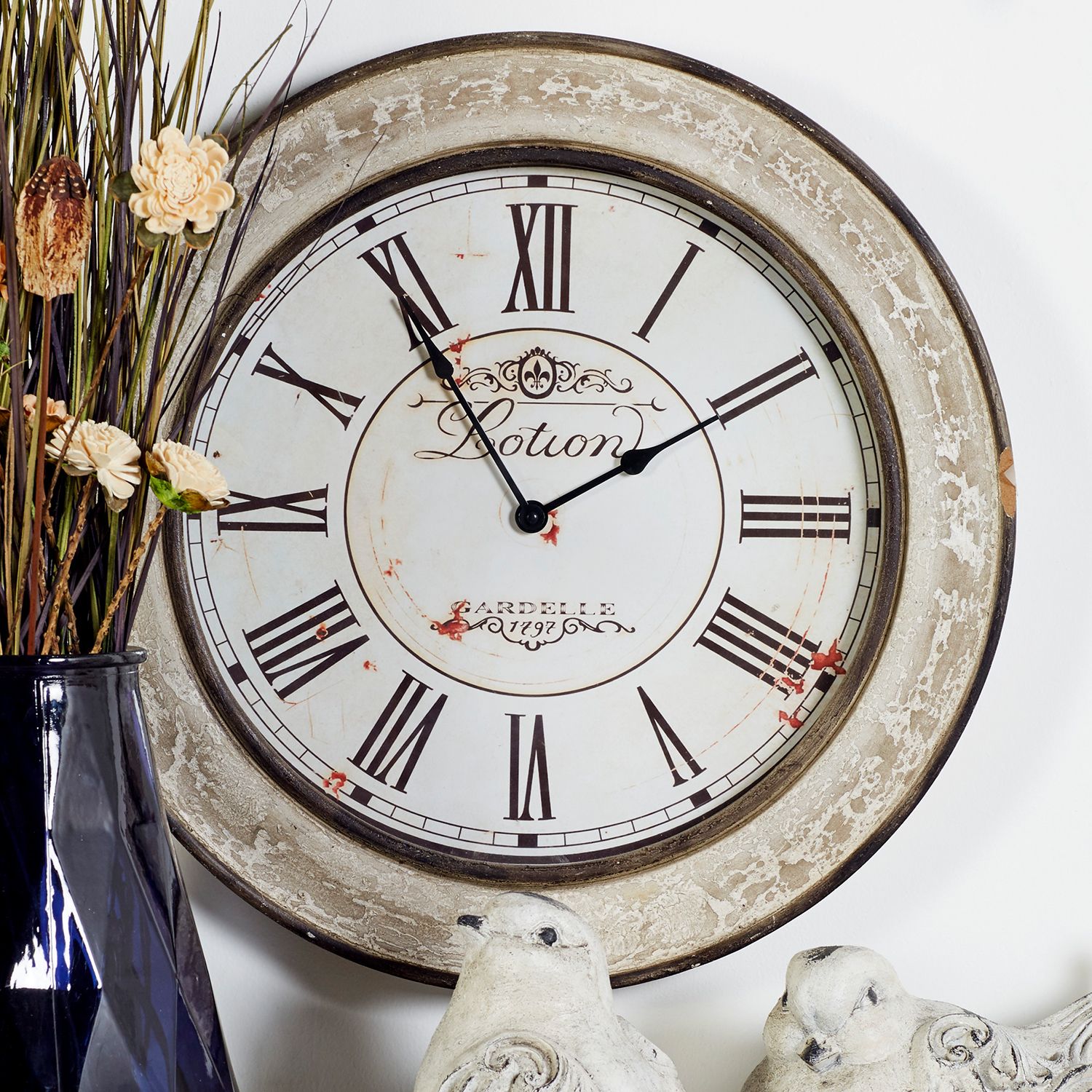 Stella and Eve Distressed Wall Clock