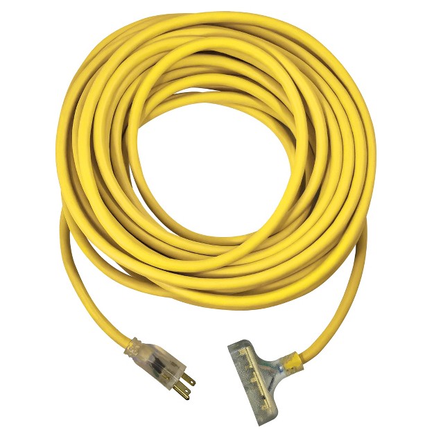 Usw 12 3 50ft Sjtw Yellow Heavy Duty Extension Cord With Lighted Pow r block