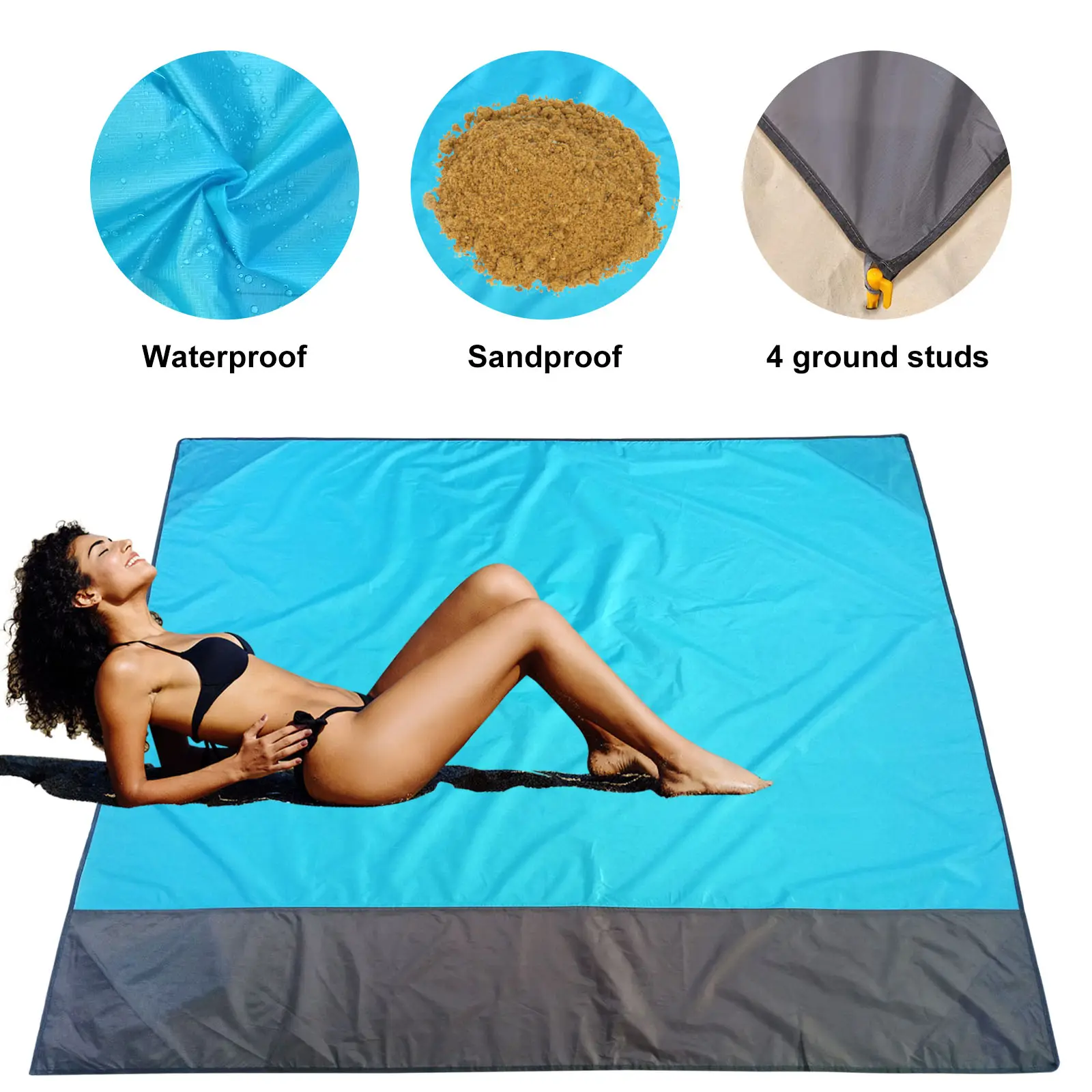 Custom Oversized Portable Puffy Sand Proof Picnic Camping Blanket For 4 7 Adults