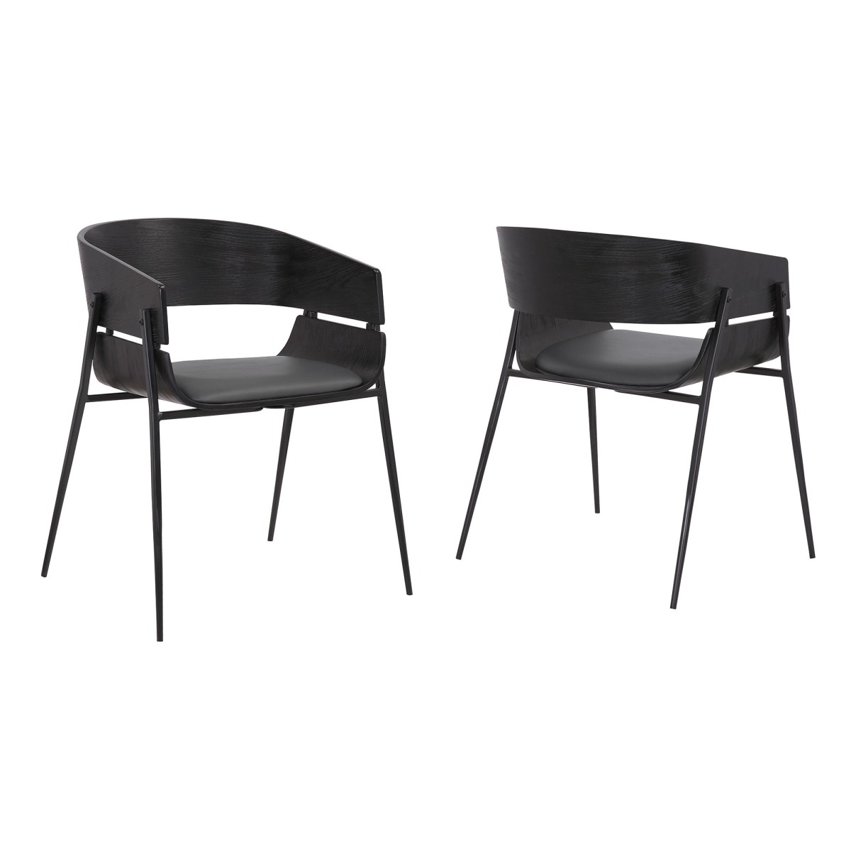 Armen Living Bronte Wood and Metal Contemporary Dining Room Chairs Set of 2