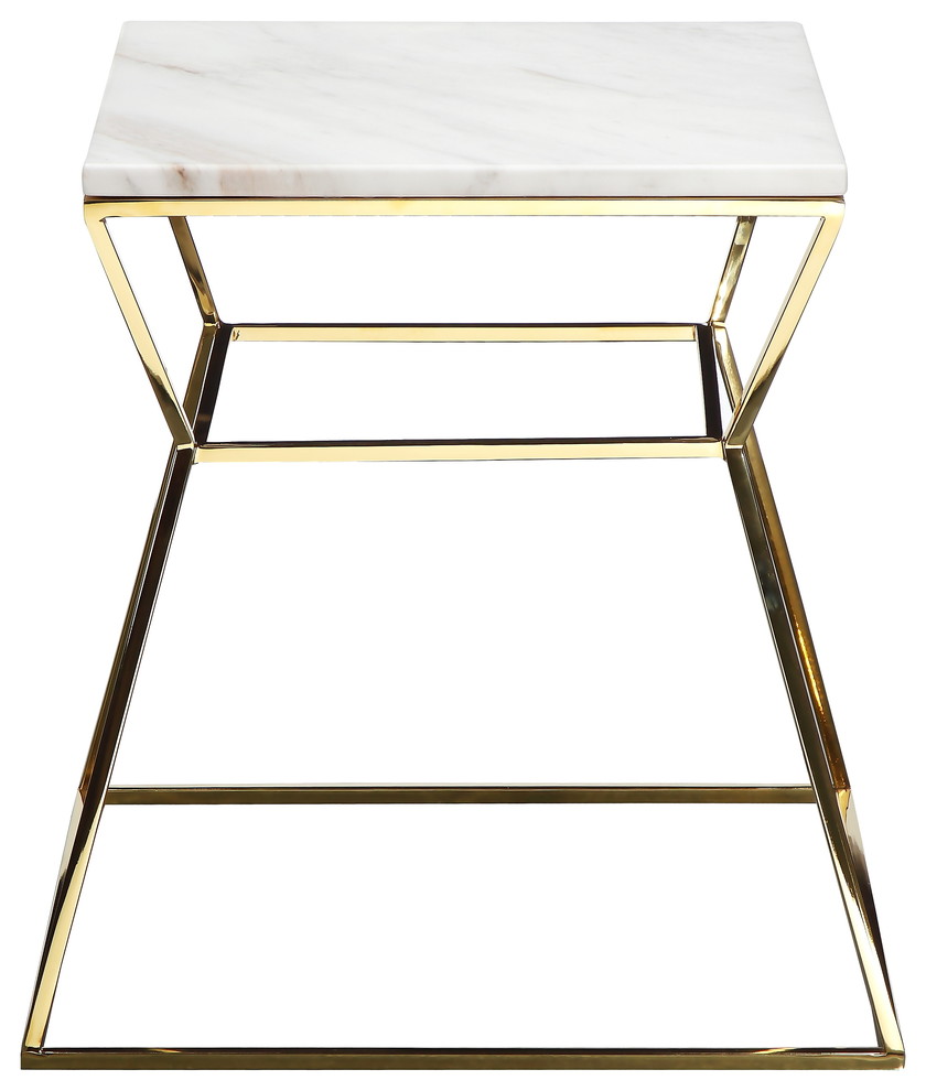 Gold Geo Marble Top Side Table   Contemporary   Side Tables And End Tables   by Pangea Home  Houzz