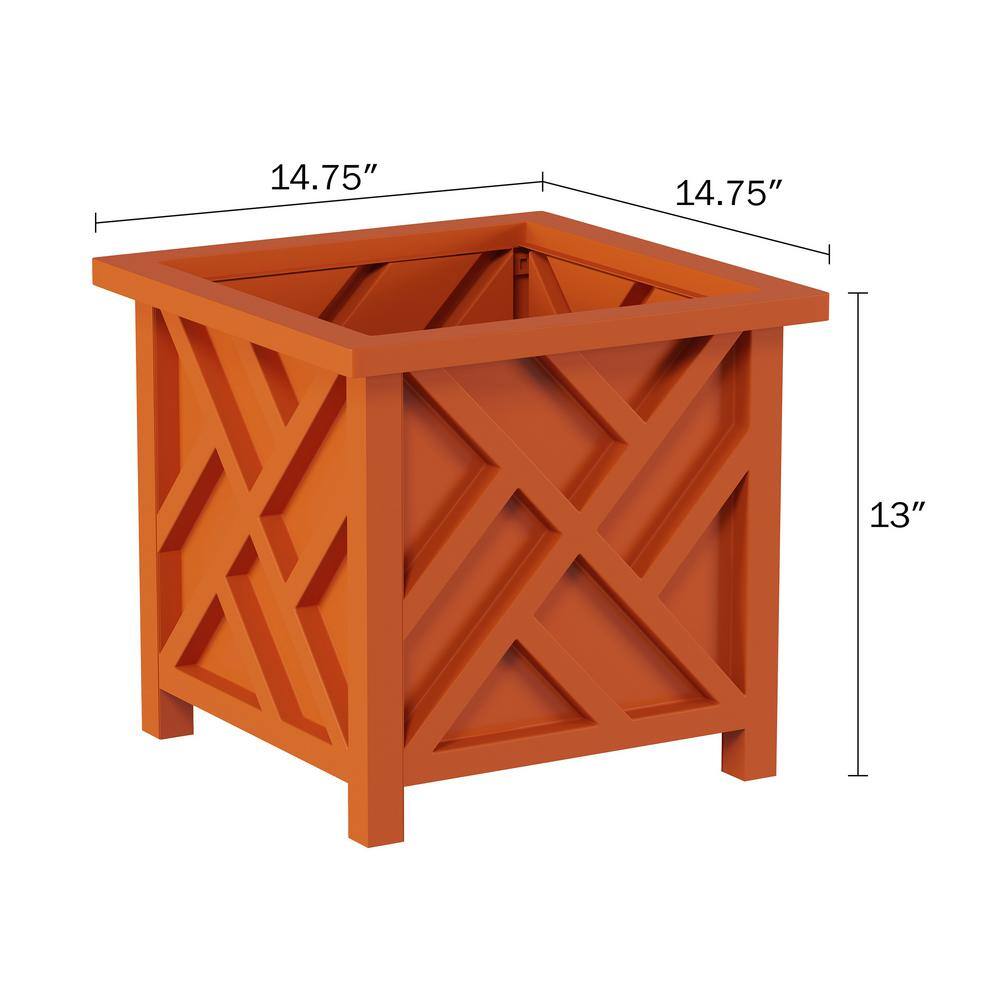 Terracotta Plastic Square Box Planter with Lattice Pattern HW155011