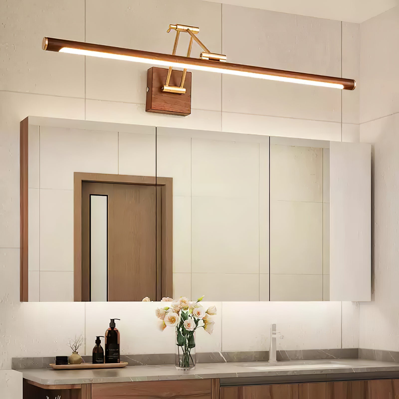 Walnut Color Linear Adjustable Wall Light