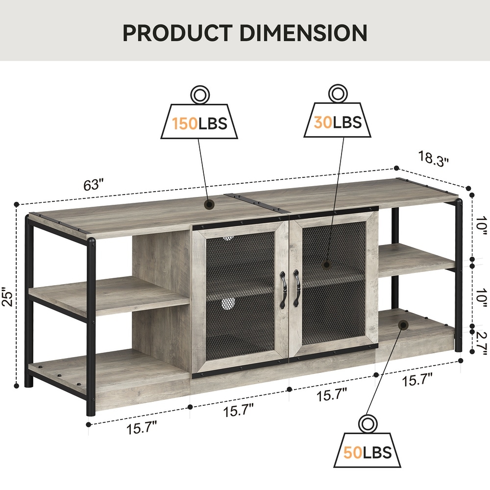 TV Stand Industrial Entertainment Center for TVs up to 70\