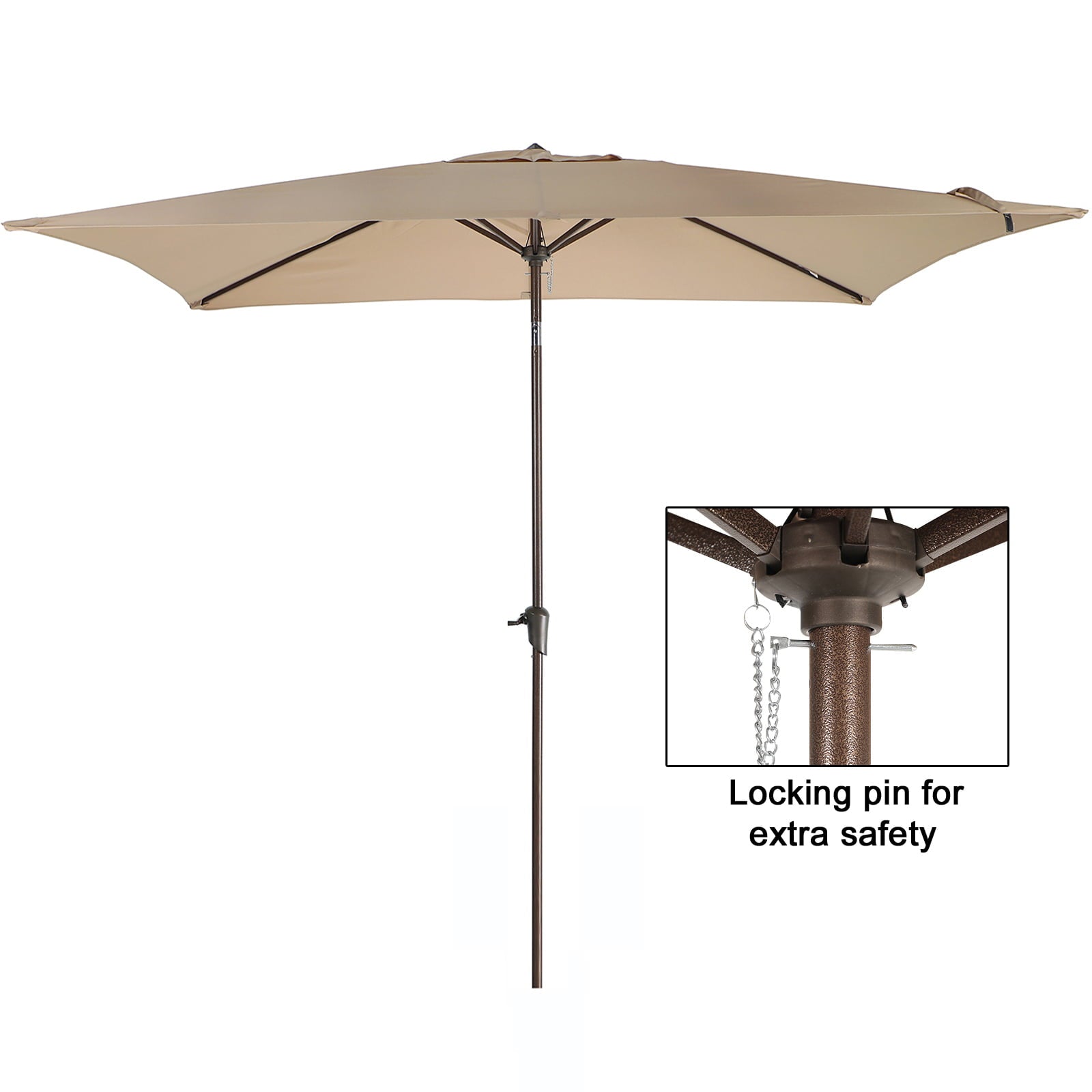 Rectangular Patio Umbrella, 6.6 x 9.8ft Outdoor Table Market Umbrella with Push Button Tilt/Crank, Beige