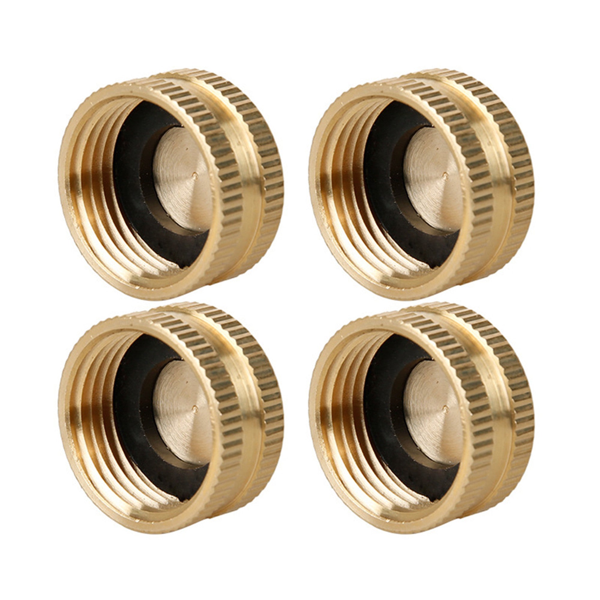 Irene Inevent 4 Pieces Garden Hose Brass Hose Cap with Washers 3/4-Inch Female Thread End Cap