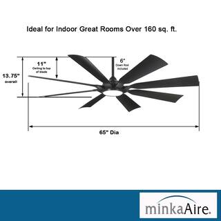 MINKA-AIRE Future 65 in. LED Indoor Outdoor Coal Black Ceiling Fan with Remote F756L-CL