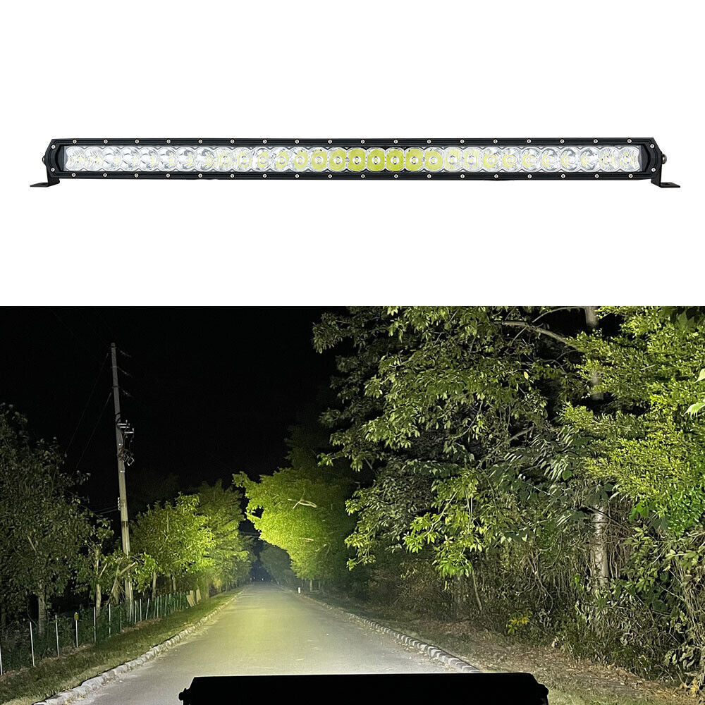 Biglion.x Slim 32inch LED Light Bar Combo Spot Flood 300W Single Row LED Offroad Light Driving Work IP68 IP69K Roof Bumper Light bar 12V 24V