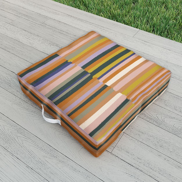 Gigi Rosado Brown Striped Pattern Outdoor Floor Cushion Deny Designs