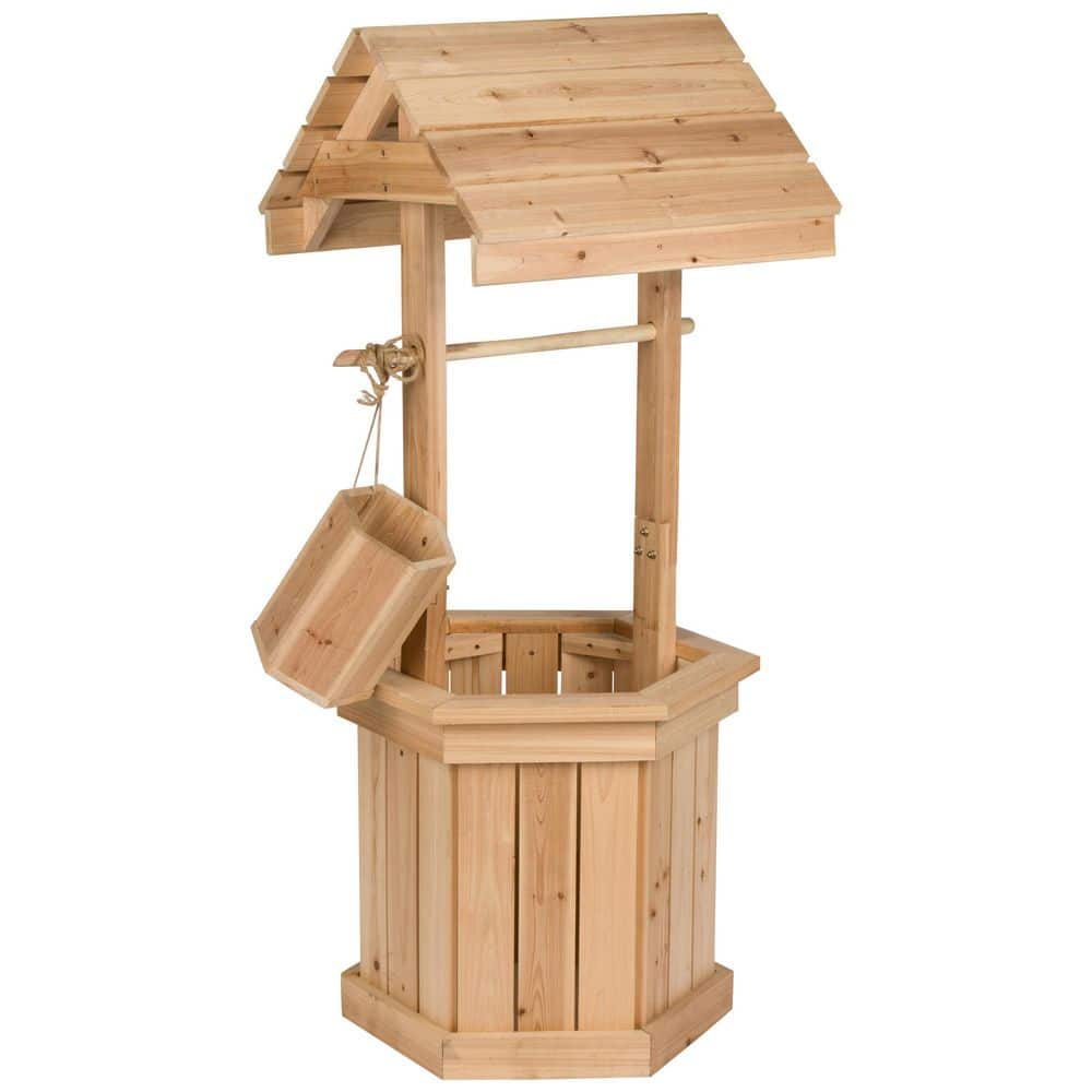 Shine Company 55 in. Decorative Wood Wishing Well 4987N