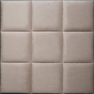 WALL!SUPPLY 1.38 in. x 12 in. x 12 in. Luxury Velvet 2-Piece Decorative Wall Panel in Creme (2-Pack) 20550301