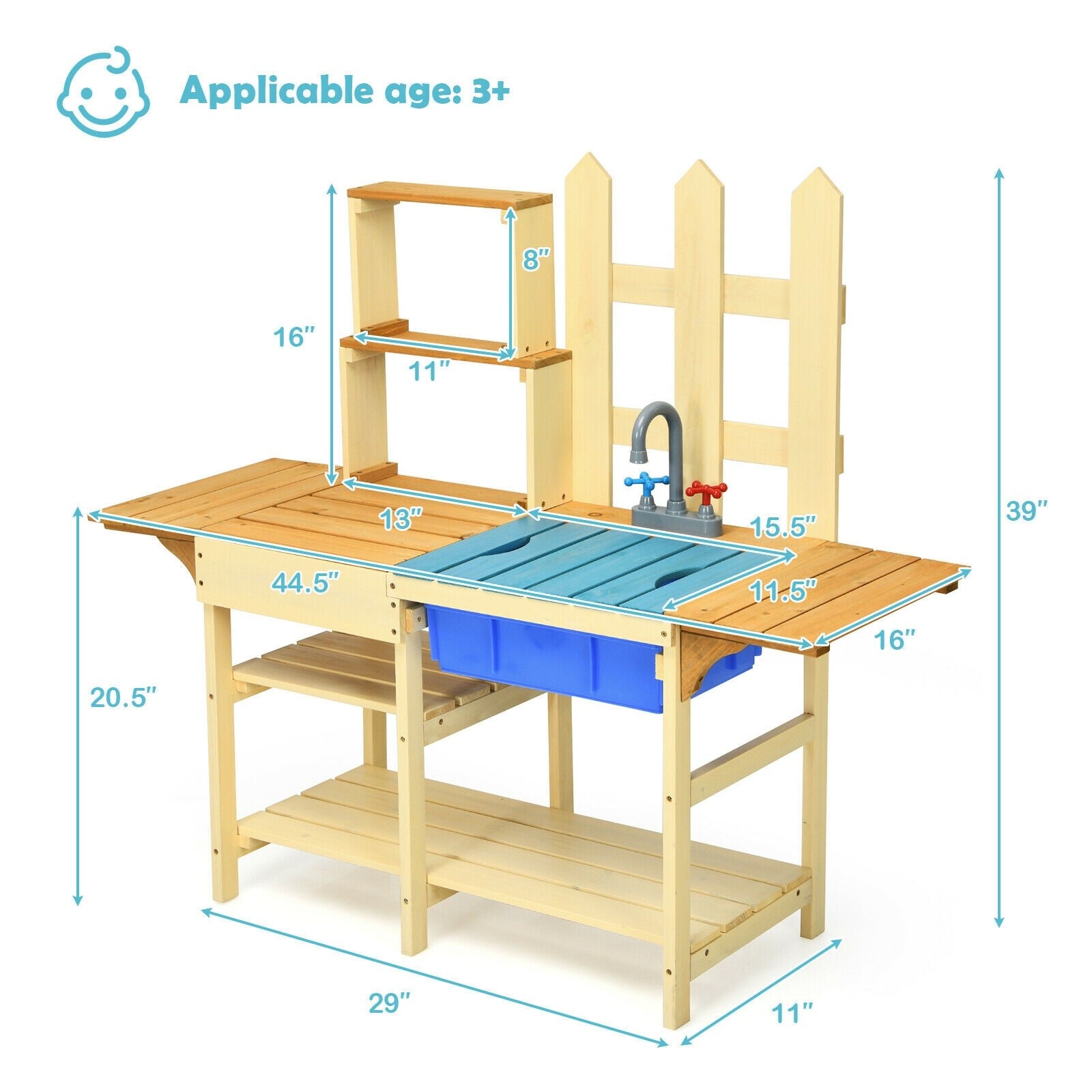 Costzon Kids Kitchen Playset, Outdoor Pretend Play Kitchen Set for Kids Toddler