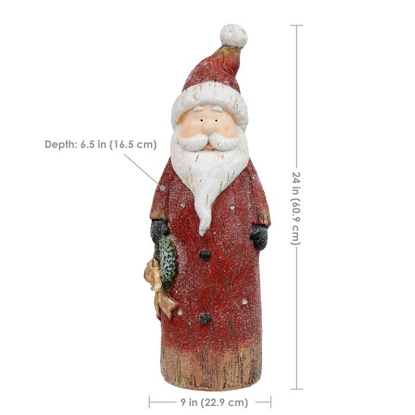 Sunnydaze Rustic Santa with Wreath Indoor Santa Christmas Decoration