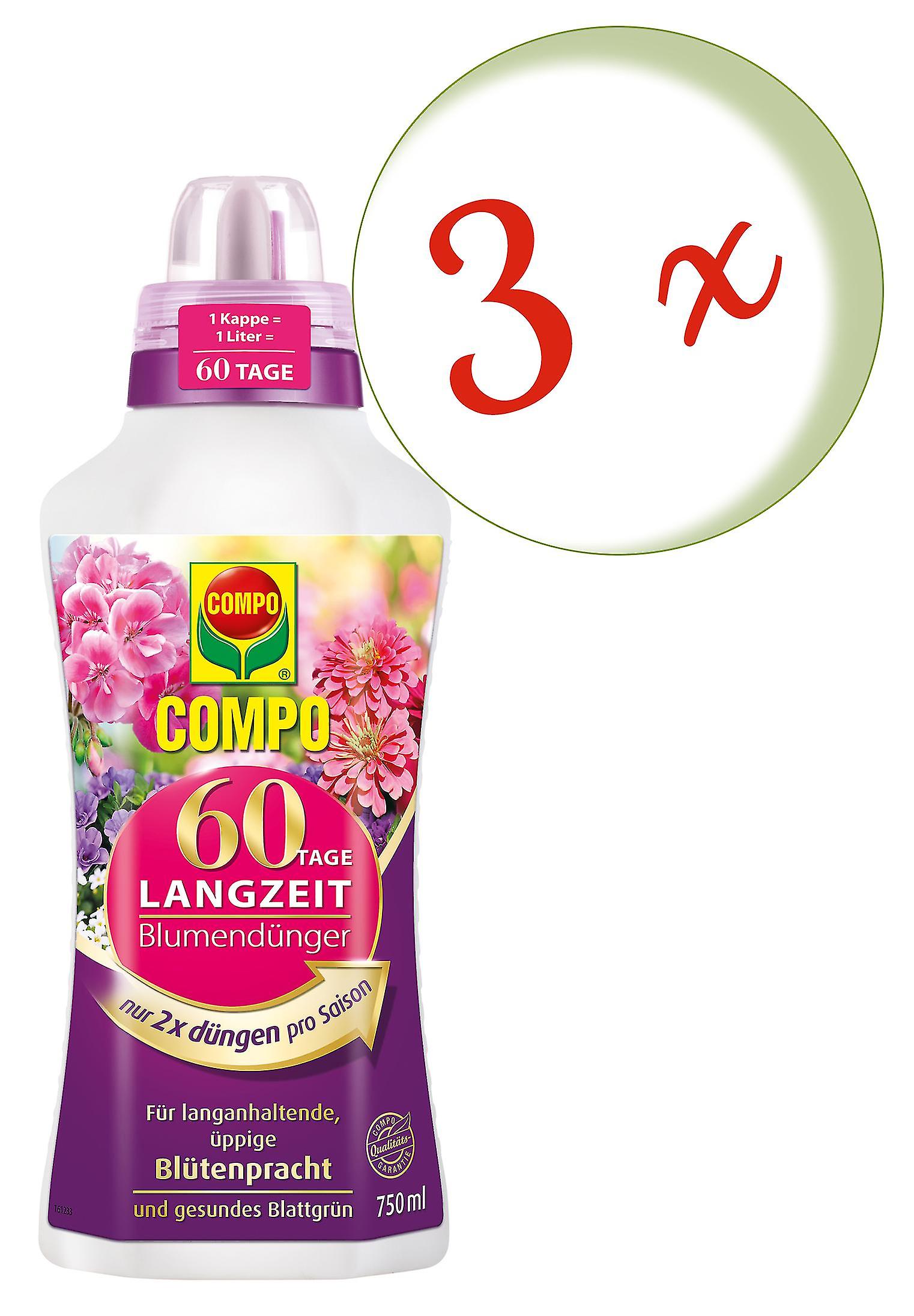 3 x COMPO 60 days long-term flower dull， 750 ml