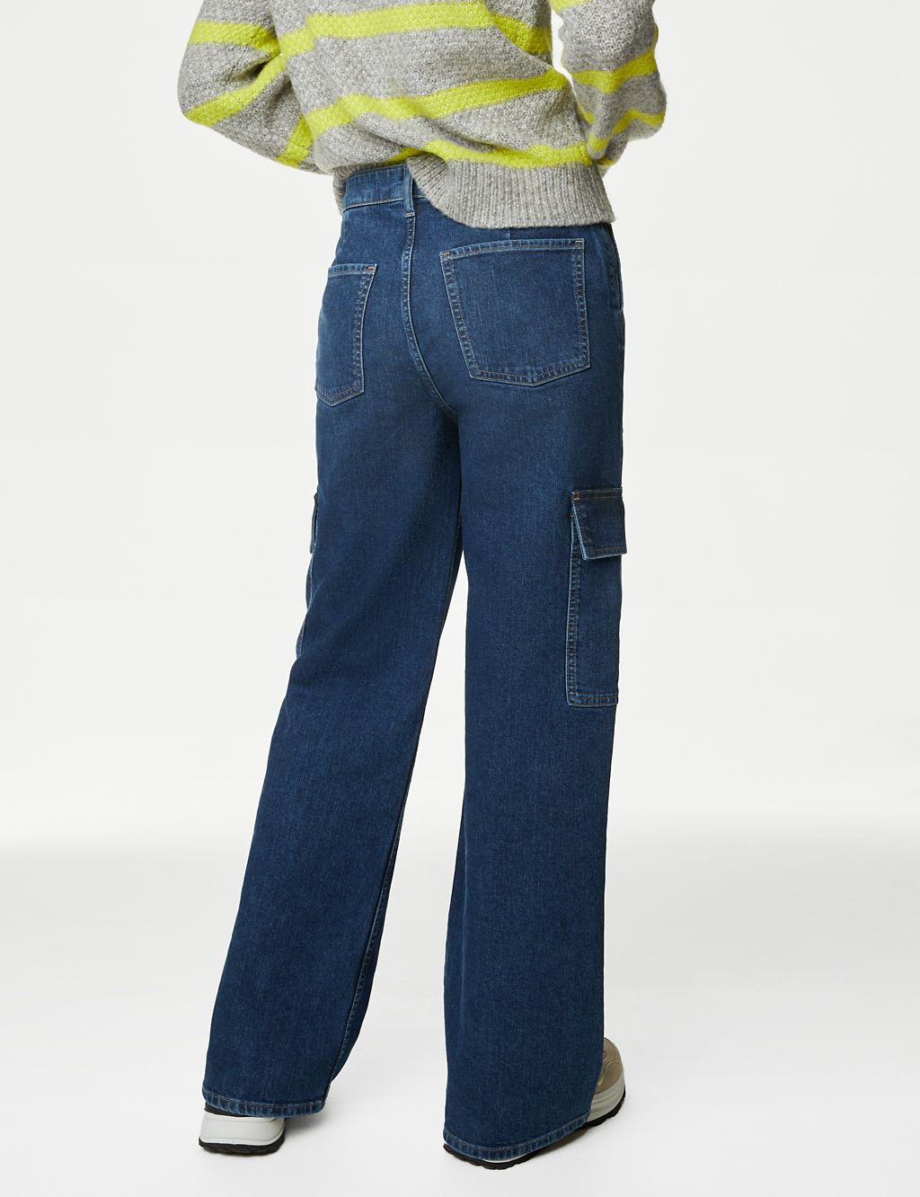 High Waisted Wide Leg Cargo Jeans