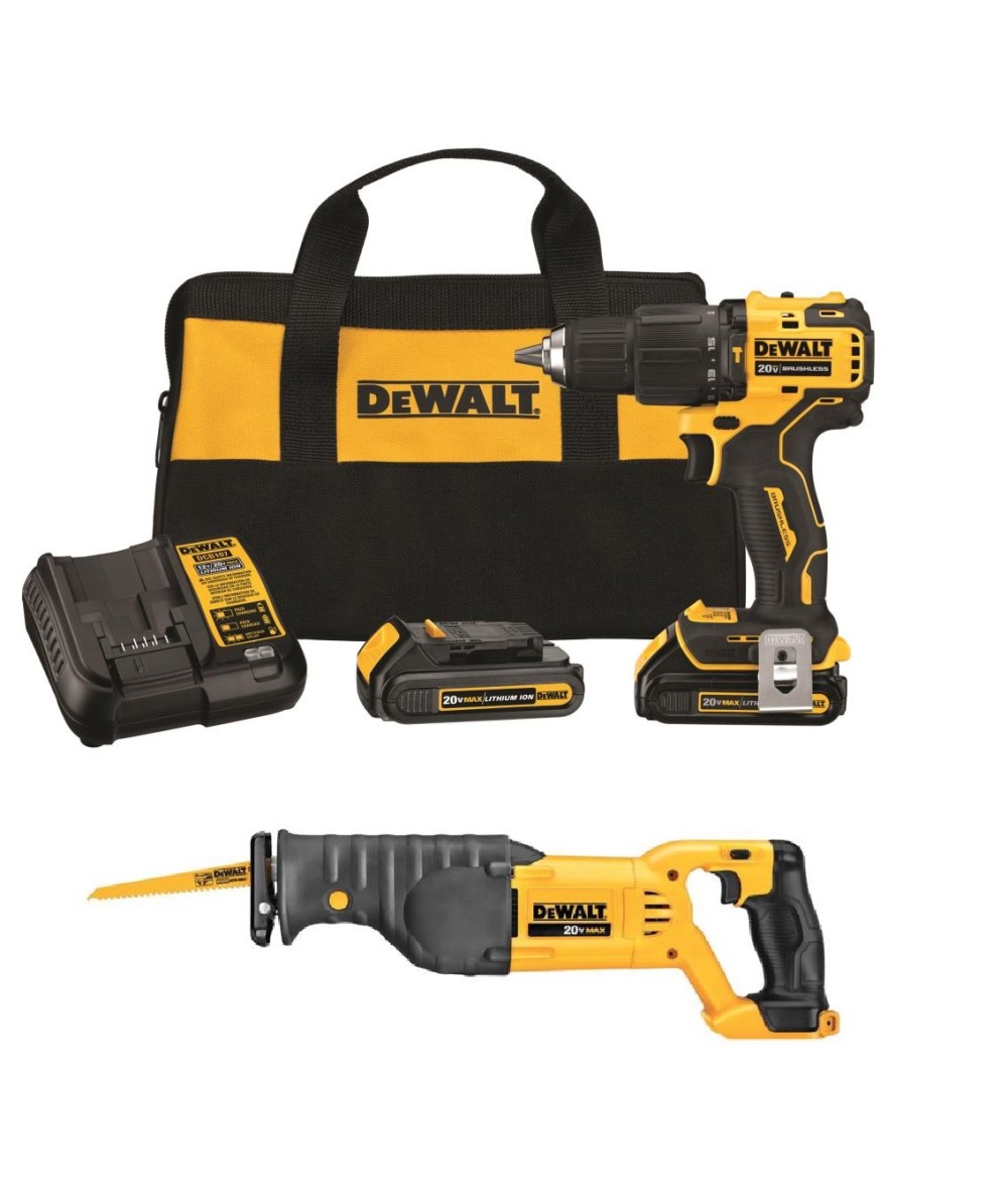 DEWALT ATOMIC 20V MAX  1/2 Hammer Drill/Driver and Reciprocating Saw Kit Bundle