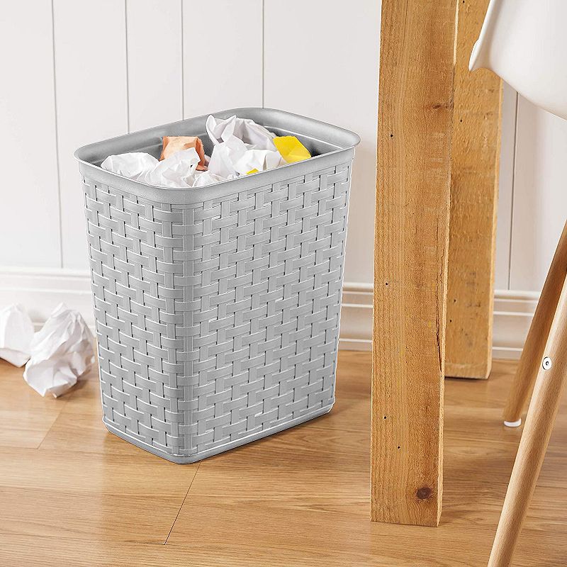 Sterilite 3.4 Gallon/13 Liter Decorative Weave Wastebasket， Cement (6 Pack)