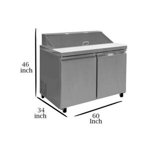 Cooler Depot 60 in. W 15 cu. ft. 2-Door Mega Top Prep Table Commercial Refrigerator in Stainless Steel dxxxsp60m