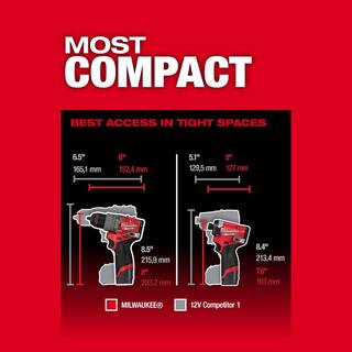 MW M12 FUEL 12-Volt Lithium-Ion Brushless Cordless Hammer Drill and Impact Driver Combo Kit (2-Tool) with Impact Wrench 3497-22-2554-20