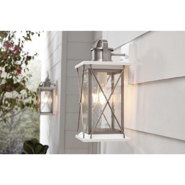 Progress Lighting Barlowe 1 light Small Wall Lantern In Antique Bronze With Clear Seeded Glass Shade