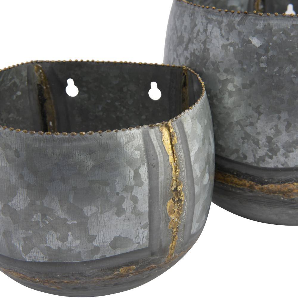 Storied Home Metal Wall Planter in Silver and Gold (Set Of 2) DA8638