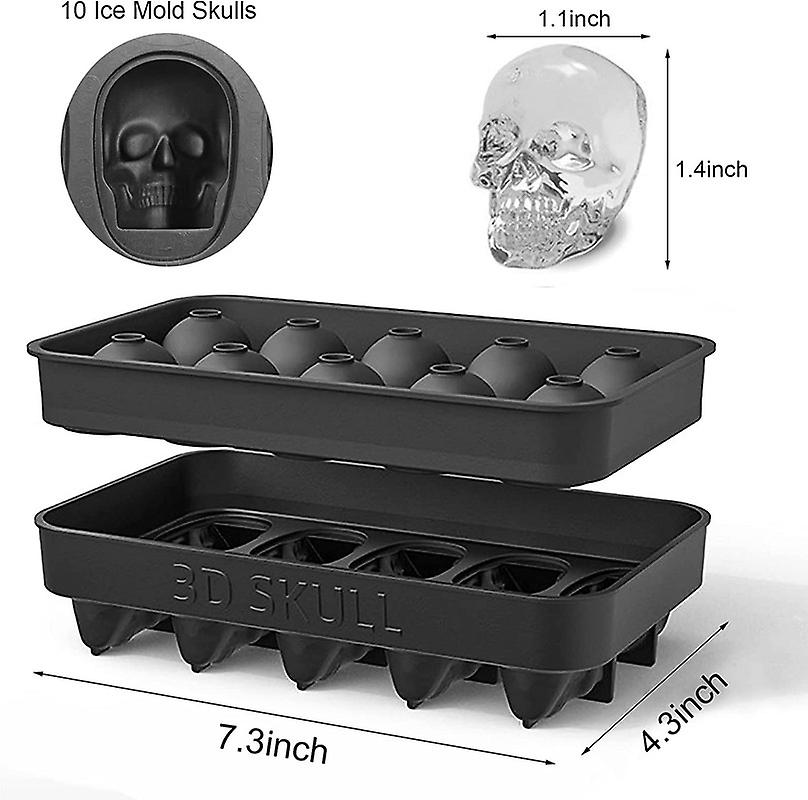 Ice Cube Trays，silicone Ice Cube Mold Maker With Lid，skull Head Style Mold，for Chilling Whiskey， Cocktail， Beverages，pudding Chocolate