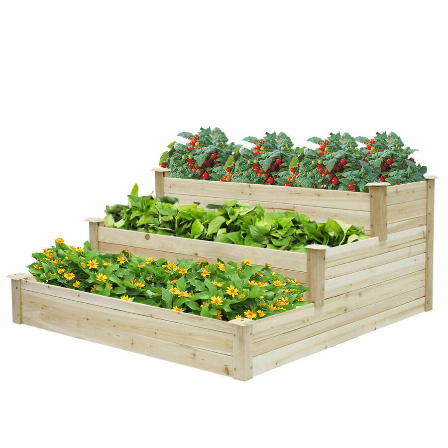 3-Tier Raised Garden Bed Planter Elevated Box Kit Vegetable Flower Yard