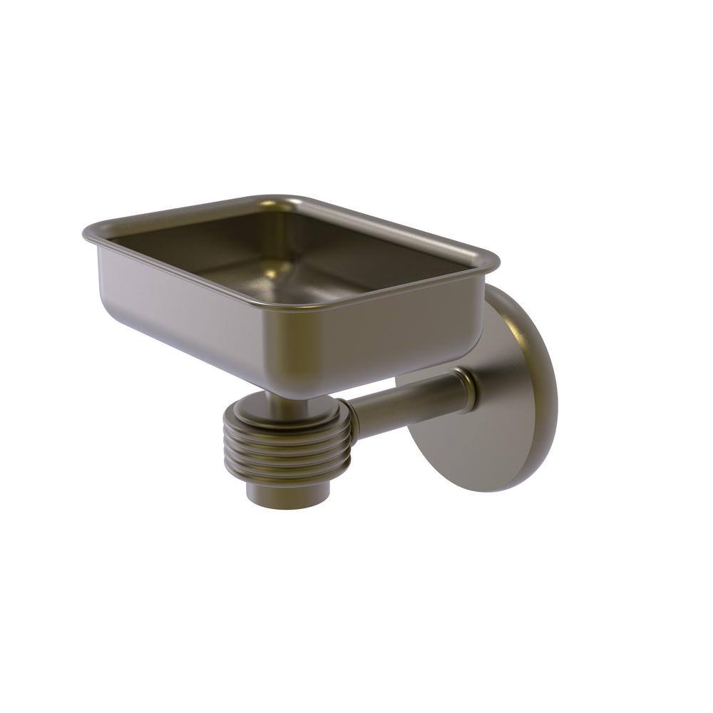 Allied Brass Satellite Orbit One Wall Mounted Soap Dish with Groovy Accents in Antique Brass 7132G-ABR