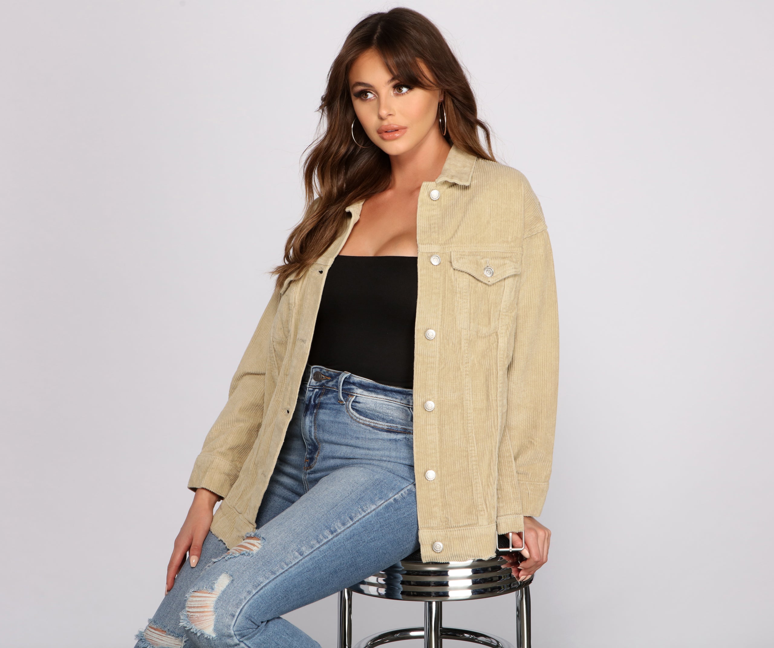 Lookin' Chic Corduroy Belted Jacket