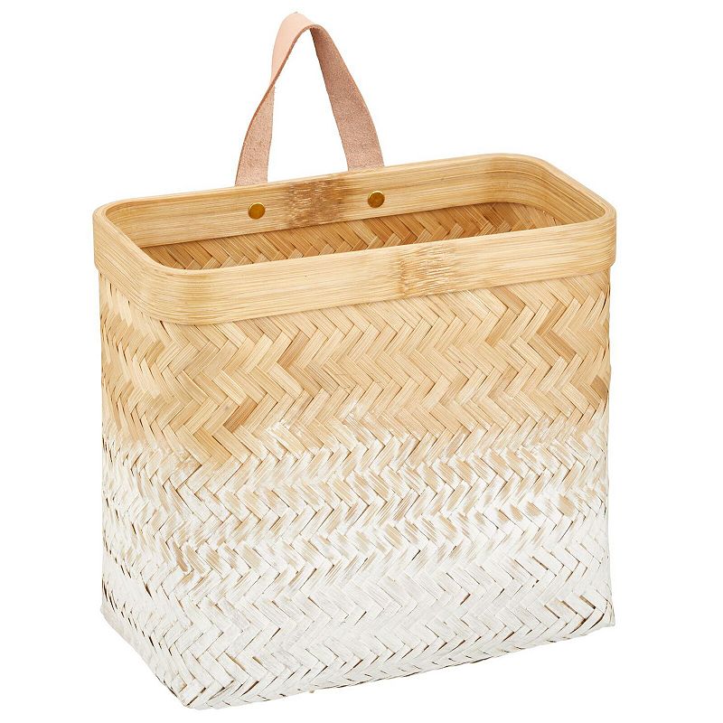 mDesign Woven Ombre Wood Hanging Wall Storage Organizer Basket