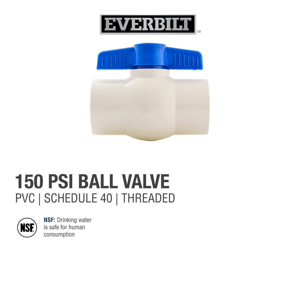 Everbilt 2 in. PVC FIP x FIP Sch. 40 Ball Valve 107-138EB