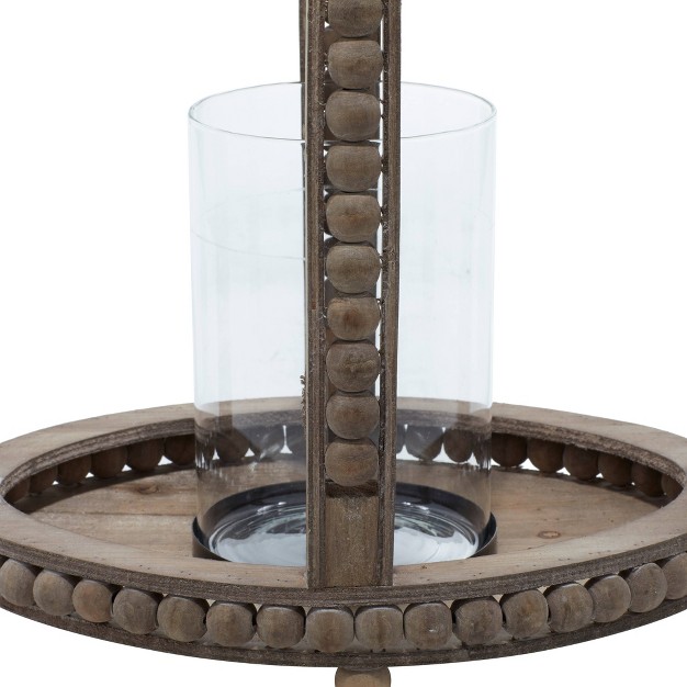 X 13 quot Rustic Glass wood Cage Style Candle Holder Brown Olivia amp May