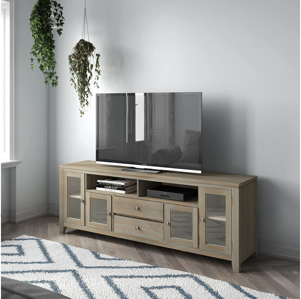 Contemporary TV Stand  Elegant Design With Glass Cabinet Doors   Transitional   Entertainment Centers And Tv Stands   by Decorn  Houzz