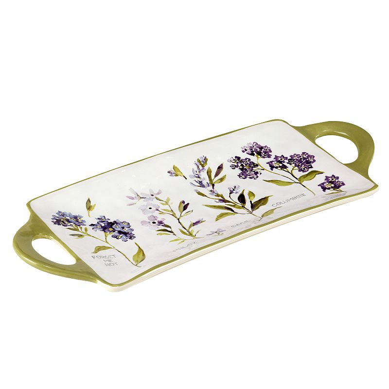 Certified International Fresh Herbs Rectangle Platter with Handles