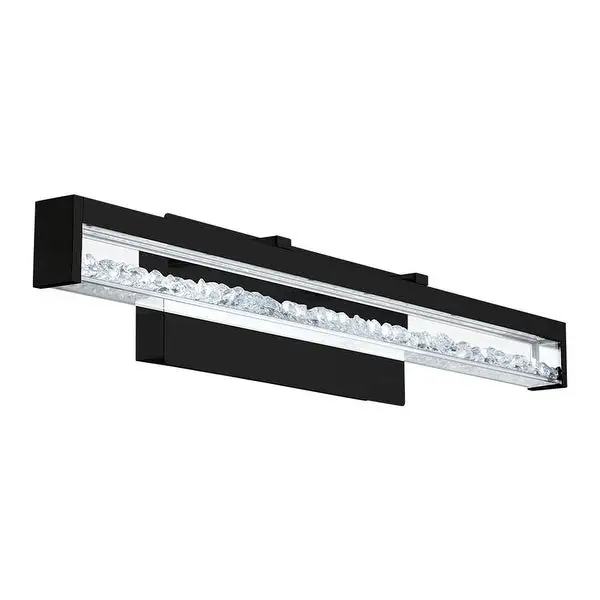 Cardito 27-inch Matte Black LED Vanity Bath Light with Clear Glass