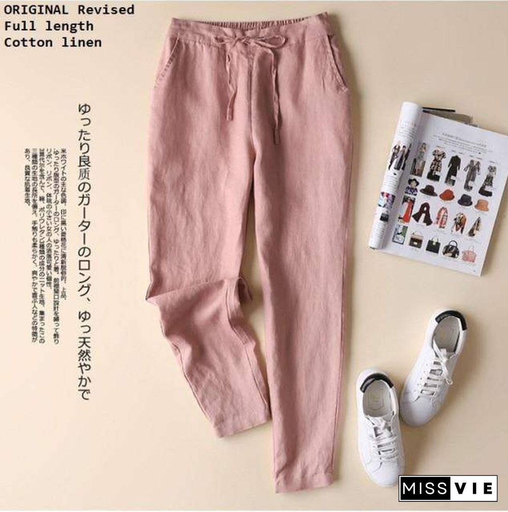 cotton linen pants women elegant trousers lady formal pants plus size