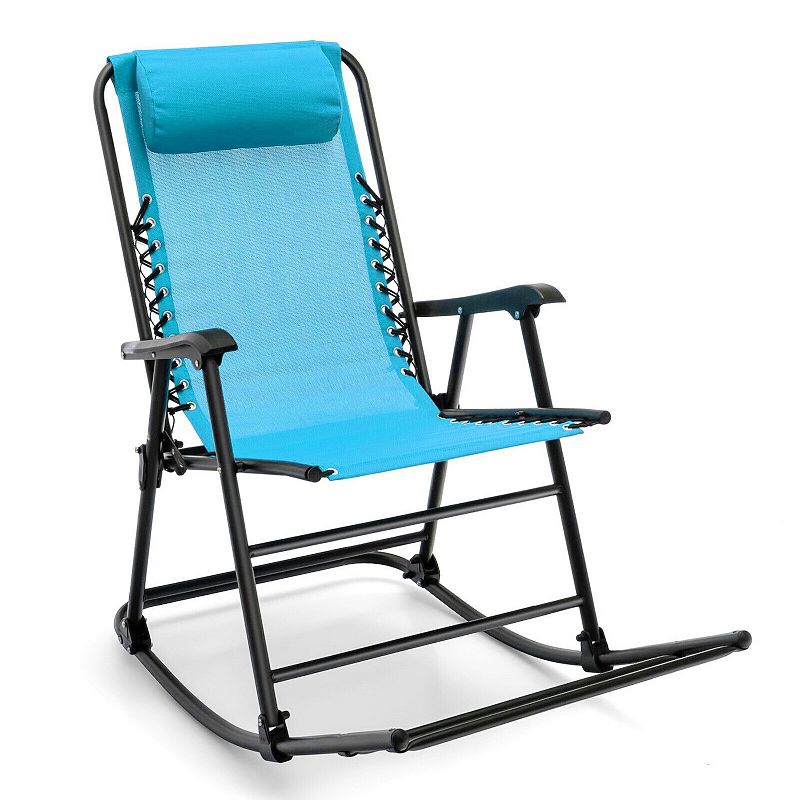 Outdoor Patio Camping Lightweight Folding Rocking Chair with Footrest