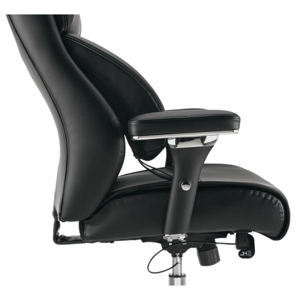 Modern Comfort Keera Bonded Leather Mid-Back Manager's Chair， Onyx/Chrome， BIFMA Certified