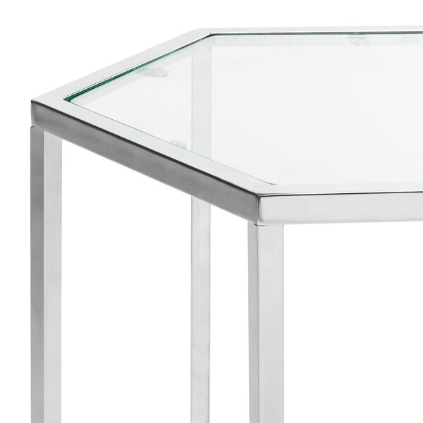 SAFAVIEH Teagan Glass Chrome End Table - 19.7