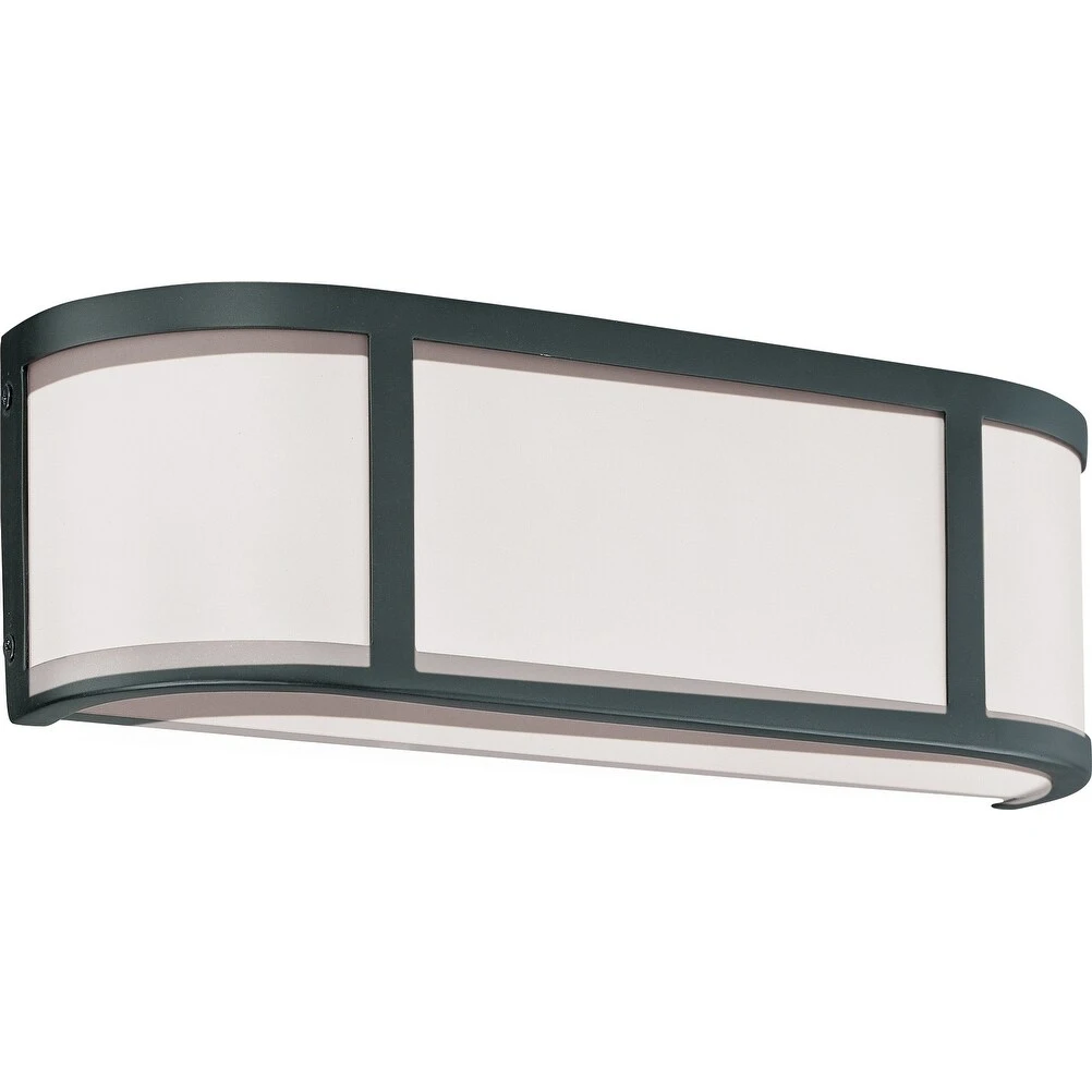 Odeon 2 Light Vanity with Satin White Glass Aged Bronze Finish