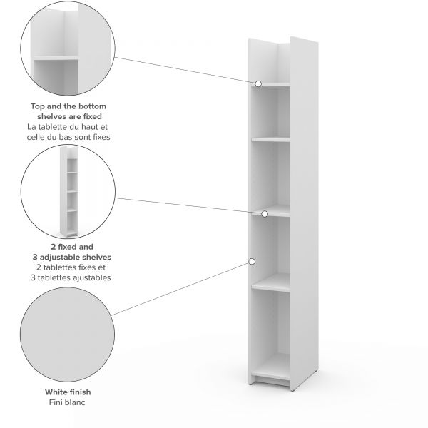 Bestar Small Space 10-inch Storage Tower in White