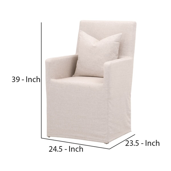 Arm Chair with Slipcover and 1 Accent Pillow， Beige