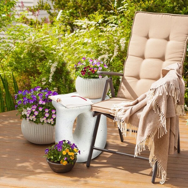 Outdoor Contemporary Lightweight Concrete Accent Side Table