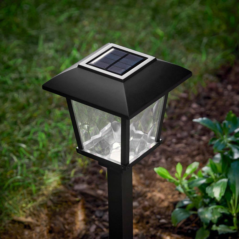 Hampton Bay Terrace Park Black Solar Integrated LED Weather Resistant Path Light 10 Lumens (4-Pack) 32300-008-4pk