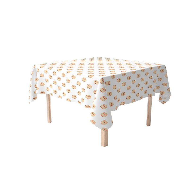 Square Tablecloth， 100% Polyester， 54x54， Baseballs