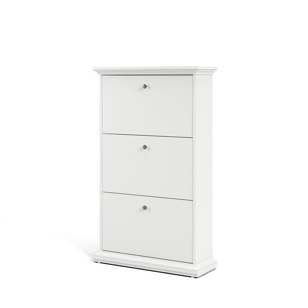 Porch and Den Virginia Contemporary 3-Drawer White Shoe Storage Cabinet - - 11860007