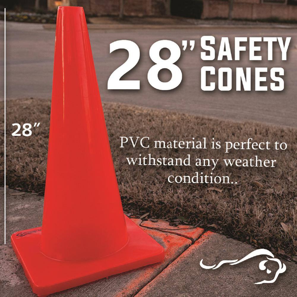 Safe Handler 28 in. Orange PVC Traffic Safety Cone 6-Pack High Visibility BLSH-28CONE-O-6