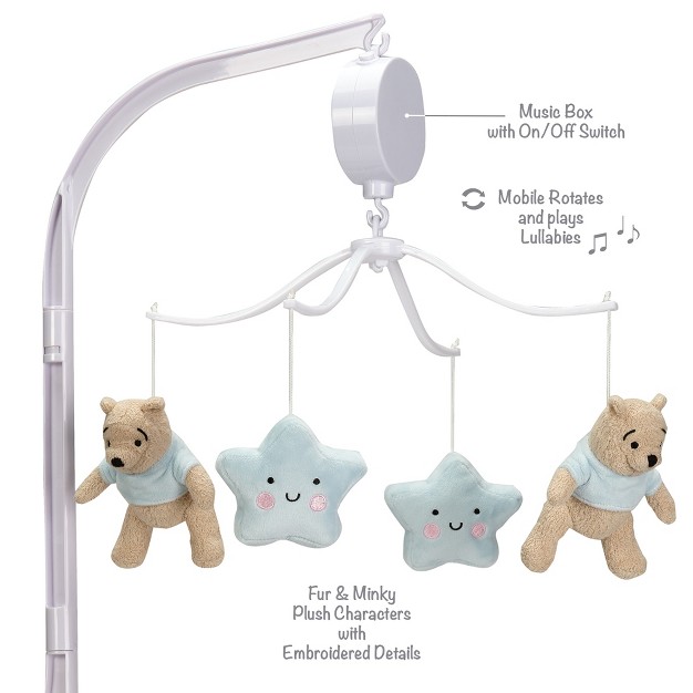 Bedtime Originals Starlight Pooh Musical Baby Crib Mobile Blue Animals