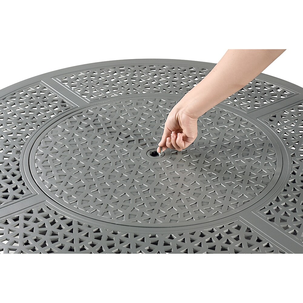 Round 44 in. x 44 in. Aluminum Propane Fire Pit Table with Glass Beads  Two Covers  Lid  57 000 BTUs