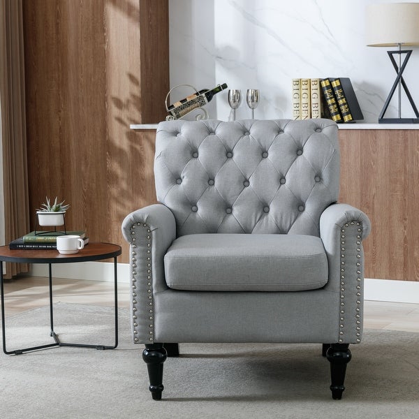 JASIWAY Tufted Linen Accent Chairs Upholstered Single Sofa